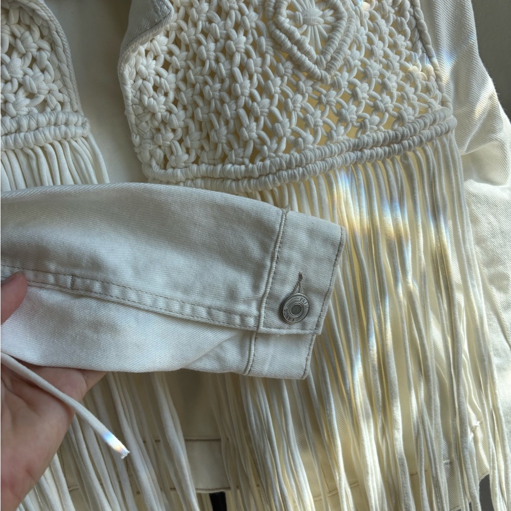 Cream Fringe +woven Women's Jacket - perfect vintage concert or festival piece - Picture 5 of 5